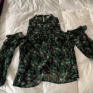 ASOS sheet pattern cold shoulder blouse